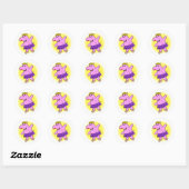 Ballerina Hippo met Tutu Ronde Sticker (Vel)