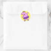 Ballerina Hippo met Tutu Ronde Sticker (Tas)