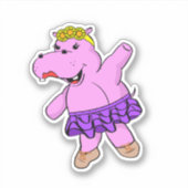 Ballerina Hippo met Tutu Sticker (Voorkant)