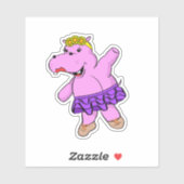 Ballerina Hippo met Tutu Sticker (Vel)