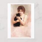 Ballerina Holding Black Cat Belleuse Briefkaart (Voorkant)