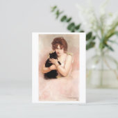 Ballerina Holding Black Cat Belleuse Briefkaart (Staand voorkant)