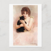 Ballerina Holding Black Cat Belleuse Briefkaart (Voorkant)