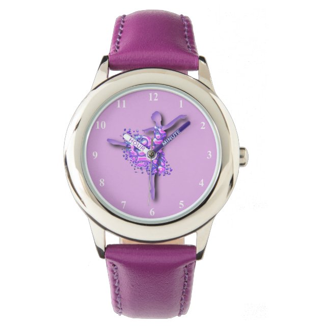 Ballerina Horloge Ballet Danser Vrouw - Paarse (Voorkant)