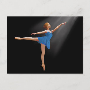Ballerina in Arabesque Position on Black Briefkaar Briefkaart