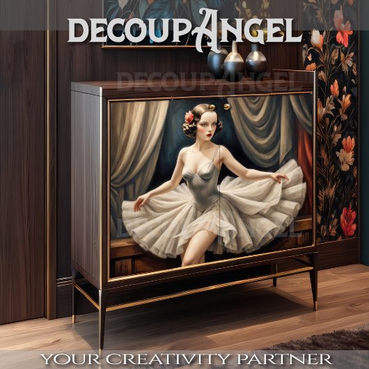 Ballerina in Art Deco -Decoupage- Tissuepapier