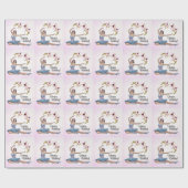 Ballerina in Blauw op Roze Persoonlijke verjaardag Cadeaupapier (Vlak)