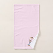 Ballerina in Blauw op Roze Persoonsnaam Bad Handdoek (Handdoek)