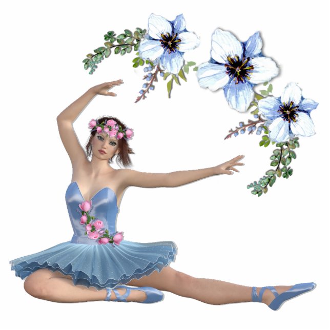 Ballerina in Blauw Staand Fotobeeldje (Voorkant)