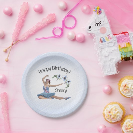 Ballerina in Blue Birthday Papieren Bordje (Feest)