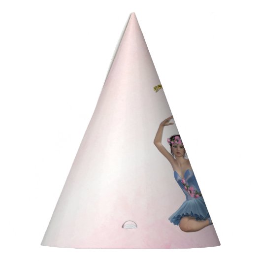 Ballerina in Blue Happy Birthday op Roze Feesthoedjes (Links)