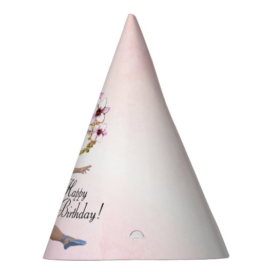 Ballerina in Blue Happy Birthday op Roze Feesthoedjes (Rechts)