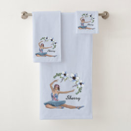 Ballerina in Blue Personal Name Bad Handdoek