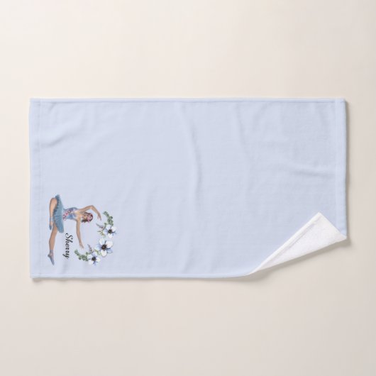 Ballerina in Blue Personal Name Bad Handdoek (Handdoek)