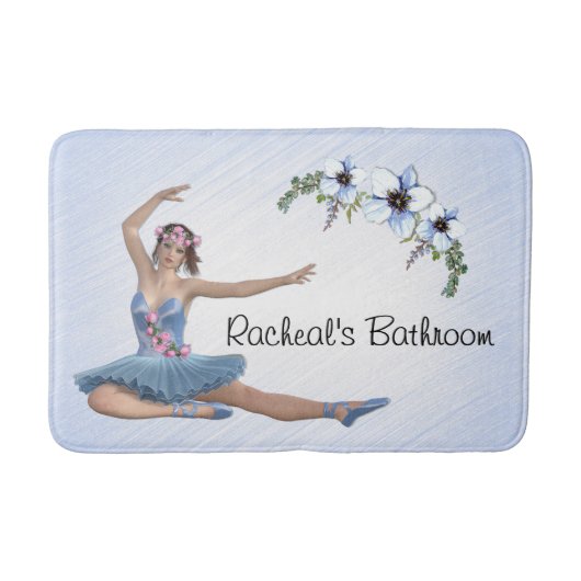Ballerina in Blue Personal Name Badmat (Voorkant)