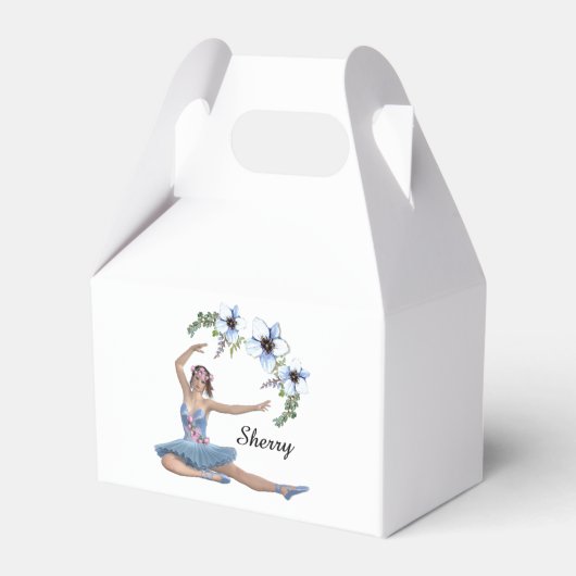 Ballerina in Blue Personal Name Bedankdoosjes (Voorkant Zijde)