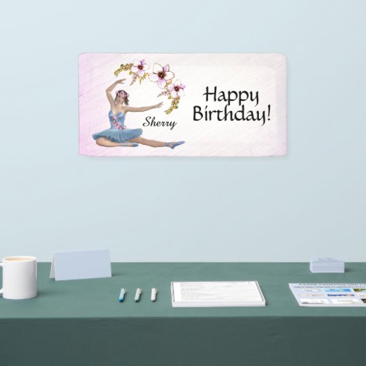 Ballerina in Blue Personal Name Birthday in Pink Spandoek (Beurs)