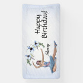 Ballerina in Blue Personal Name Birthday Spandoek (Verticaal)