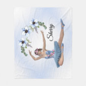 Ballerina in Blue Personal Name Fleece Deken (Voorkant)