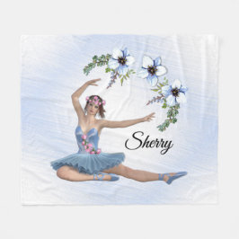 Ballerina in Blue Personal Name Fleece Deken