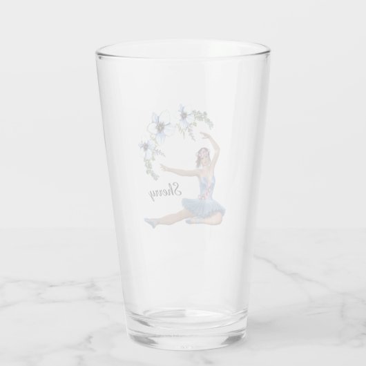 Ballerina in Blue Personal Name Glas (Achterkant)