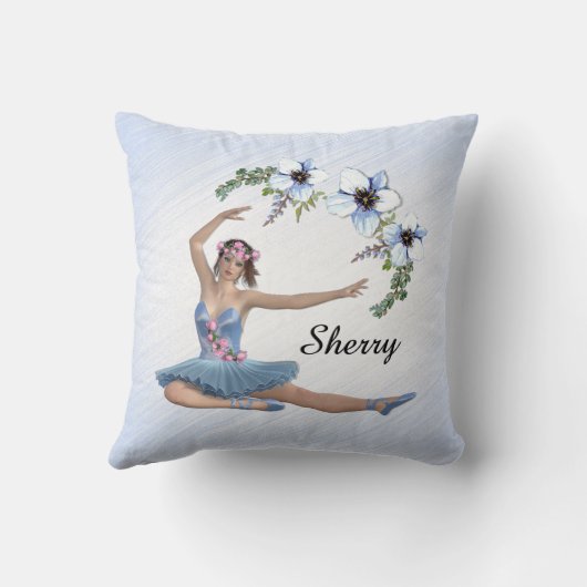 Ballerina in Blue Personal Name Kussen (Achterkant)