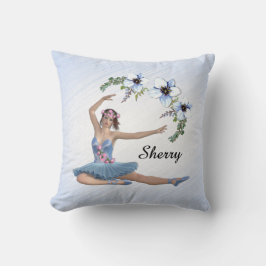 Ballerina in Blue Personal Name Kussen