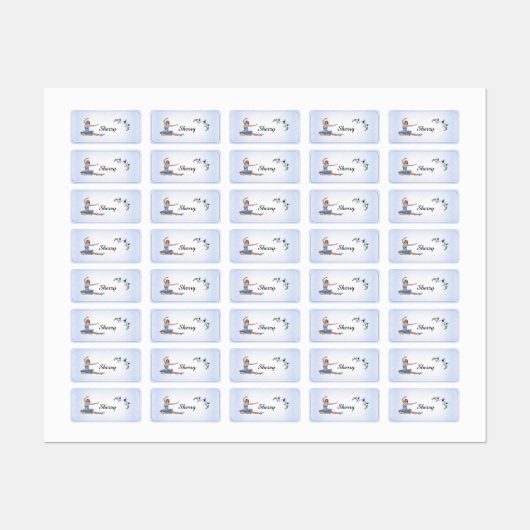 Ballerina in Blue Personal Name Labels (Vel)