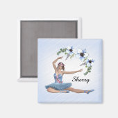 Ballerina in Blue Personal Name Magneet (Voorkant / Achterkant)