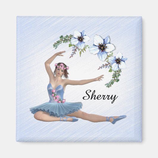 Ballerina in Blue Personal Name Magneet (Voorkant)