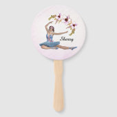 Ballerina in Blue Personal Name op Pink Handwaaier (Voorkant)