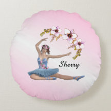 Ballerina in Blue Personal Name op Pink