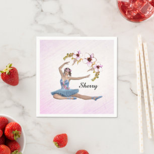 Ballerina in Blue Personal Name op Pink Servet