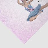 Ballerina in Blue Personal Name op Pink Tissuepapier (Detail)