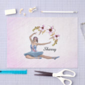 Ballerina in Blue Personal Name op Pink Tissuepapier (Craft)