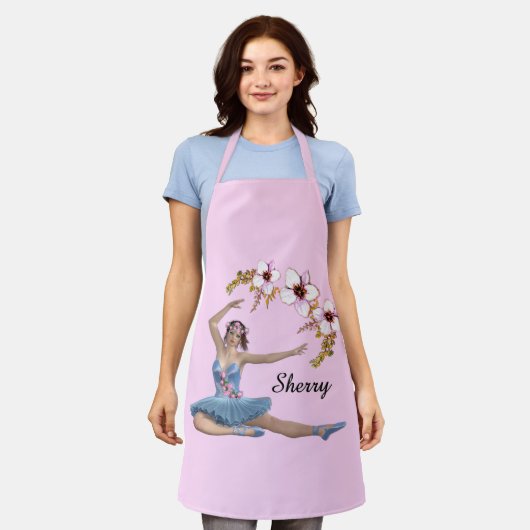 Ballerina in Blue Personal Name Pink Schort (Gedragen)
