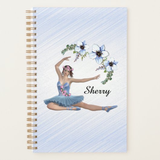 Ballerina in Blue Personal Name Planner (Voorkant)