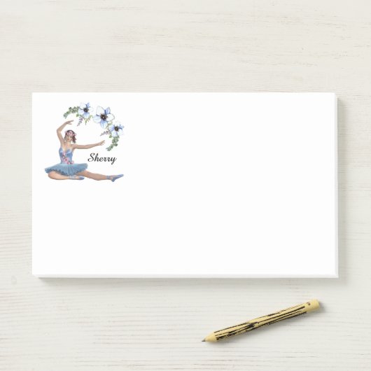Ballerina in Blue Personal Name Post-it® Notes (Op bureau)