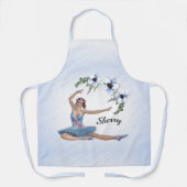 Ballerina in Blue Personal Name Schort (Voorkant)