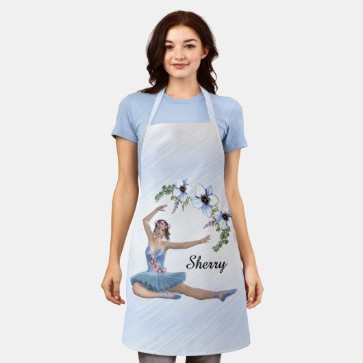 Ballerina in Blue Personal Name Schort (Gedragen)