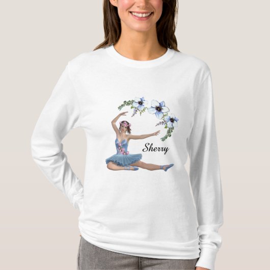 Ballerina in Blue Personal Name T-shirt (Voorkant)