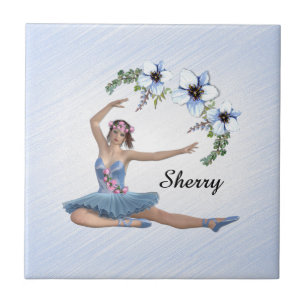 Ballerina in Blue Personal Name Tegeltje