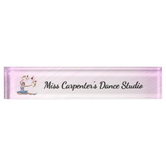 Ballerina in Blue Personal Pink Naambordje (Voorkant)