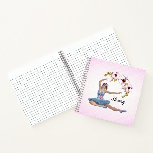 Ballerina in Blue Personal Pink Notitieboek (Binnen)