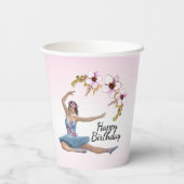 Ballerina in Blue Pink Accents Birthday Papieren Bekers (Achterkant)