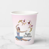 Ballerina in Blue Pink Accents Birthday Papieren Bekers (Voorkant)