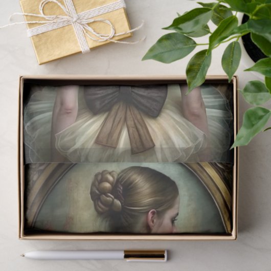 Ballerina in  Cream & Brown Bows Decoupage Tissuepapier (Geschenk)