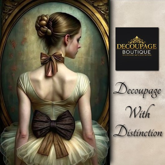 Ballerina in Cream & Brown Bows Decoupage Tissuepapier