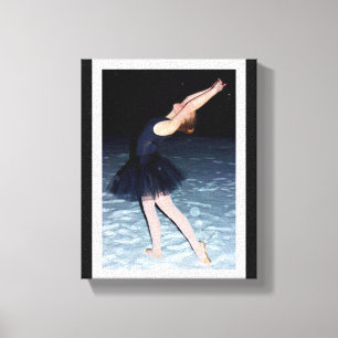 Ballerina in de sneeuw - canvas afdruk
