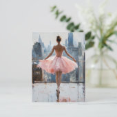 Ballerina in de stad impressionist briefkaart (Staand voorkant)